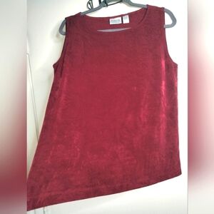 Chico's Travelers (Size 3/XL/16) Red Floral Embossed Print Tank Sleeve Top